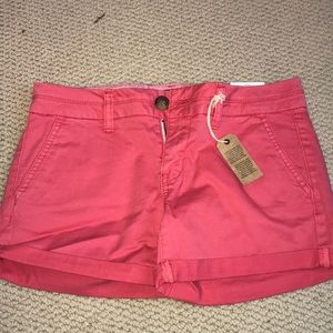 Midi, low rise, stretch, deep pink shorts